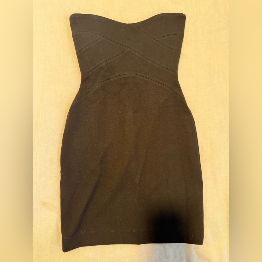 NWT Reiss Miranda Jersey Strapless Bandeau Bodycon Mini Dress Black size 2 - Picture 6 of 10